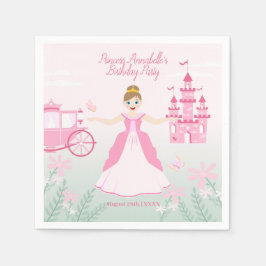 ピンクプリンセスファンタジー誕生日パーティー スタンダードカクテルナプキン
