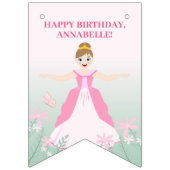 ピンクプリンセスファンタジー誕生日パーティー バンティングフラッグ (第1の旗)