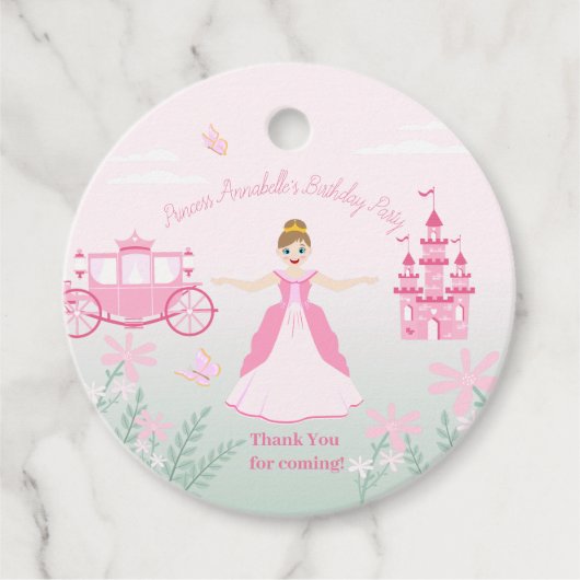 ピンクプリンセスファンタジー誕生日パーティー フェイバータグ (正面)