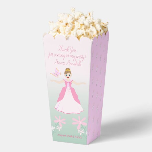 ピンクプリンセスファンタジー誕生日パーティー フェイバーボックス (はじけた状態)