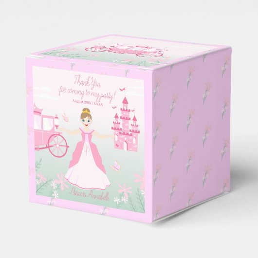 ピンクプリンセスファンタジー誕生日パーティー フェイバーボックス (正面サイド)