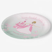 ピンクプリンセスファンタジー誕生日パーティー ペーパープレート (アングル)