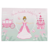 ピンクプリンセスファンタジー誕生日パーティー ラージペーパーバッグ (裏面)