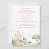 ピンクプリンセスフォトベビーガール誕生 案内状 (裏面)