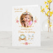 ピンクプリンセスフォト誕生日グリーティングカード カード (黄色い花)