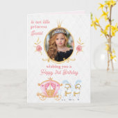 ピンクプリンセスフォト誕生日グリーティングカード カード (黄色い花)