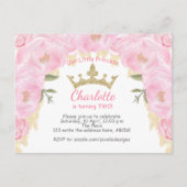 ピンクプリンセスフローラグリッターはがき招待状 ポストカード (正面)