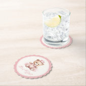 ピンクプリンセスベアーベビーガールベビーシャワー ペーパーコースター (インサイチュ)