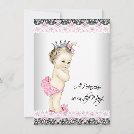 ピンクプリンセスベイビーシャワー 招待状 (正面)