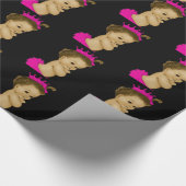 ピンクプリンセスベビーガールシャワーラッピング紙 ラッピングペーパー (角)