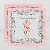 ピンクプリンセスベビーガールシャワー 招待状 (正面/裏面)