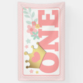 ピンクプリンセスベビーガールファースト誕生日パーティー1 横断幕 (縦)