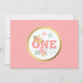 ピンクプリンセスベビーガールファースト誕生日招待状 招待状 (裏面)