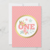 ピンクプリンセスベビーガールファースト誕生日招待状 招待状 (裏面)