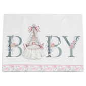 ピンクプリンセスベビーシャワーベビーギフト ラージペーパーバッグ (正面)