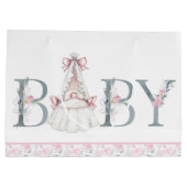 ピンクプリンセスベビーシャワーベビーギフト ラージペーパーバッグ (裏面)