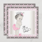 ピンクプリンセスベビーシャワー招待状 招待状 (正面/裏面)