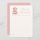 ピンクプリンセスベビーベイビーシャワー家族の伝統 ノートカード (正面/裏面)