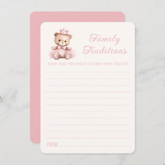 ピンクプリンセスベビーベイビーシャワー家族の伝統 ノートカード (正面/裏面)