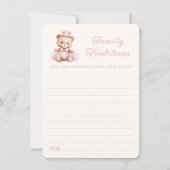 ピンクプリンセスベビーベイビーシャワー家族の伝統 ノートカード (正面)