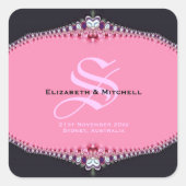 ピンクプリンセスレ結婚ース スクエアシール (正面)