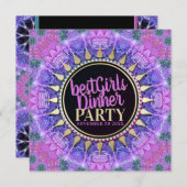 ピンクプリンセス中世ベストガールズディナーパーティー 招待状 (正面/裏面)