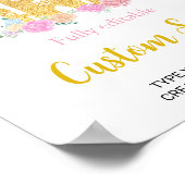 ピンクプリンセス城誕生日カスタムテーブルサイン ポスター (角)