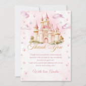 ピンクプリンセス城誕生日サンキューカード サンキューカード (正面)