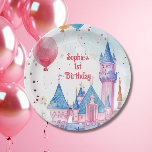 ピンクプリンセス城 ペーパープレート