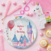 ピンクプリンセス城 ペーパープレート (パーティー)