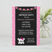 ピンクプリンセス海賊版スカル誕生日 招待状 (スタンド正面)