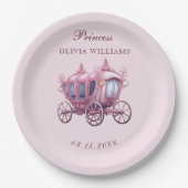 ピンクプリンセス王室のキャリッジフェアヤテール誕生日 ペーパープレート (正面)