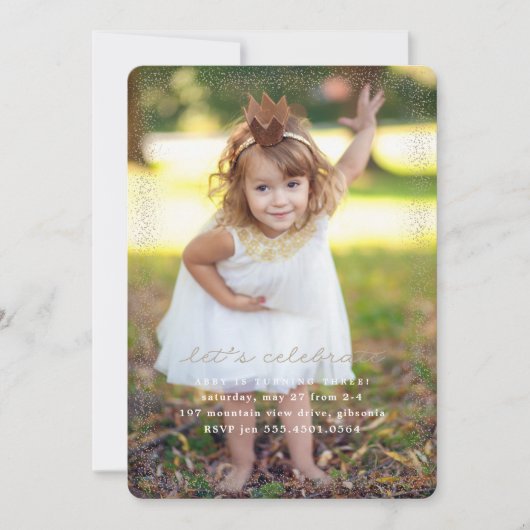 ピンクプリンセス紙吹雪誕生日招待状 招待状 (正面)