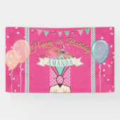 ピンクプリンセス誕生日バナー 横断幕 (横)