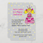 ピンクプリンセス誕生日パーティーの招待 セーブザデート (正面/裏面)