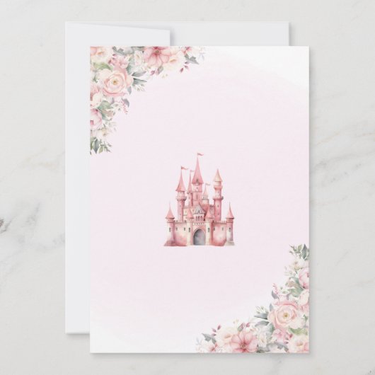 ピンクプリンセス誕生日パーティー招待状おとぎ話 招待状 (裏面)