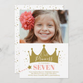 ピンクプリンセス誕生日パーティー 招待状 (正面/裏面)