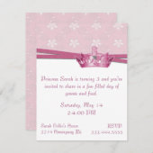 ピンクプリンセス誕生日招待状 招待状 (正面/裏面)