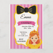 ピンクプリンセス誕生日招待状 | zazzlemedの インビテーションポストカード (正面)