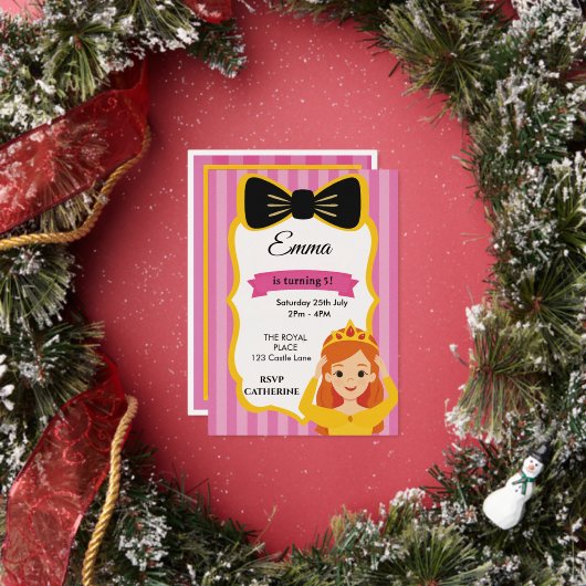 ピンクプリンセス誕生日招待状 | zazzlemedの 箔招待状 (インサイチュ)