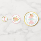 ピンクプリンセス金ゴールドクラウンベビーガールファースト誕生日 コンフェッティ (裏面)