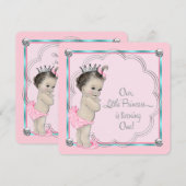 ピンクプリンセス1歳の誕生日パーティー 招待状 (正面/裏面)