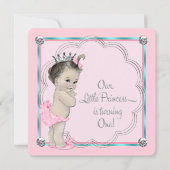 ピンクプリンセス1歳の誕生日パーティー 招待状 (正面)