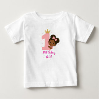 ピンクプリンセス1st誕生日デザイン ベビーTシャツ