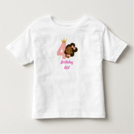 ピンクプリンセス4歳の誕生日デザイン トドラーTシャツ