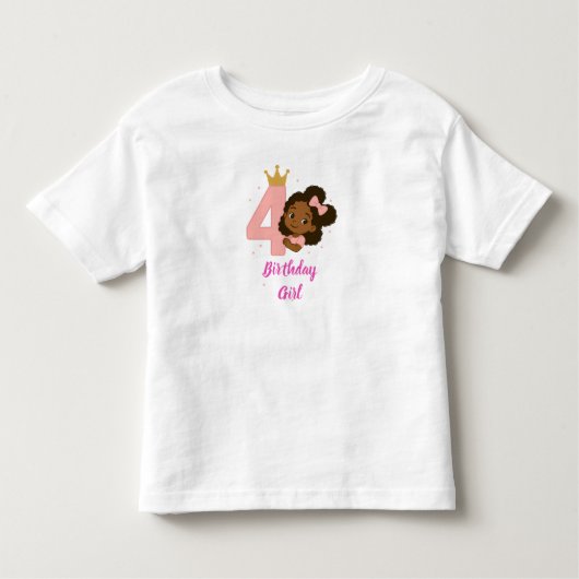 ピンクプリンセス4歳の誕生日デザイン トドラーTシャツ (正面)