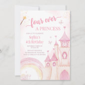 ピンクプリンセス4th誕生日パーティー 招待状 (正面)