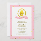 ピンクプリンセス カメオ ガール バースデー 招待状 (正面)