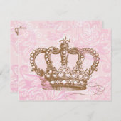 ピンクプリンセス クラウン 招待状 (正面/裏面)