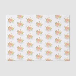 ピンクプリンセス ゴールドクラウン & パステルフラワー 誕生日 薄葉紙